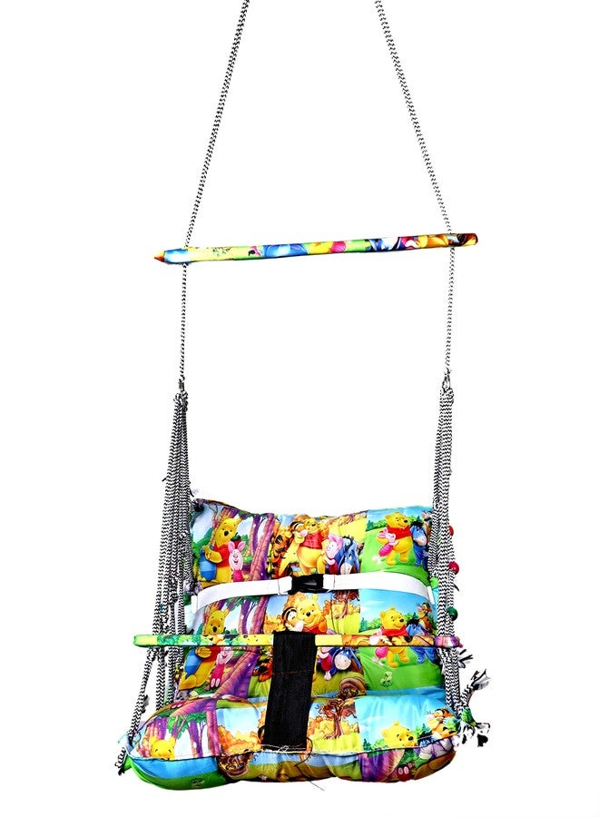 Ngel All New Folding and Washable Indoor/Outdoor Cotton Hanging Home Swing for Baby with Safety Belt(6 Month-2 Years)(Pooh Print) - Image 2